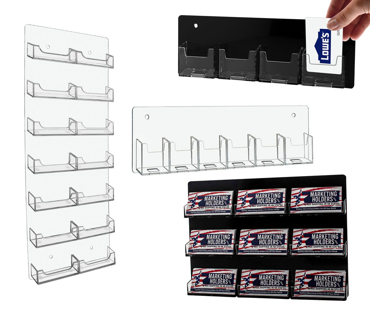 Multiple Pocket Wall Mount Business Card Holders